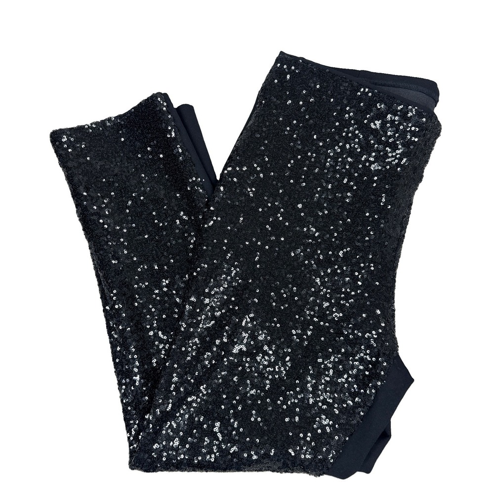 Chicos  Pants Women's 2R Size 12 Black Sequin‎ Sparkle Stretch Pull On Evening